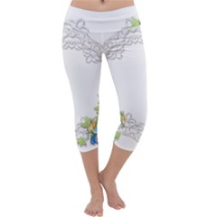 Scrapbook Element Lace Embroidery Capri Yoga Leggings by Nexatart