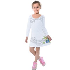 Scrapbook Element Lace Embroidery Kids  Long Sleeve Velvet Dress by Nexatart