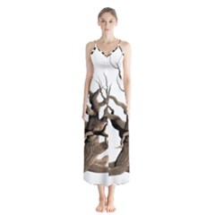 Tree Isolated Dead Plant Weathered Chiffon Maxi Dress