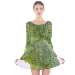 Broccoli Bunch Floret Fresh Food Long Sleeve Velvet Skater Dress by Nexatart