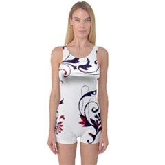 Scroll Border Swirls Abstract One Piece Boyleg Swimsuit by Nexatart