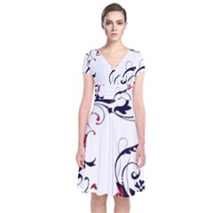 Scroll Border Swirls Abstract Short Sleeve Front Wrap Dress by Nexatart