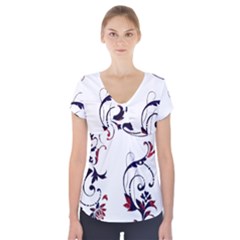 Scroll Border Swirls Abstract Short Sleeve Front Detail Top by Nexatart