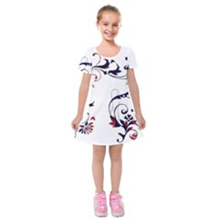 Scroll Border Swirls Abstract Kids  Short Sleeve Velvet Dress by Nexatart