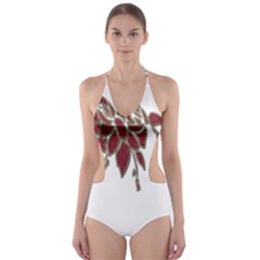 Scrapbook Element Nature Flowers Cut-out One Piece Swimsuit by Nexatart