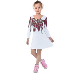 Scrapbook Element Nature Flowers Kids  Long Sleeve Velvet Dress by Nexatart