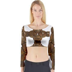 Cross Golden Cross Design 3d Long Sleeve Crop Top by Nexatart