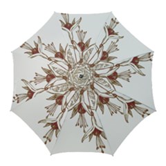 Floral Spray Gold And Red Pretty Golf Umbrellas by Nexatart