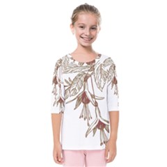 Floral Spray Gold And Red Pretty Kids  Quarter Sleeve Raglan Tee