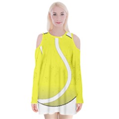 Tennis Ball Ball Sport Fitness Velvet Long Sleeve Shoulder Cutout Dress by Nexatart