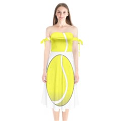 Tennis Ball Ball Sport Fitness Shoulder Tie Bardot Midi Dress