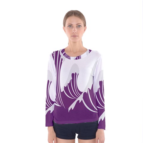 Waves Purple Wave Water Chevron Sea Beach Women s Long Sleeve Tee by Mariart