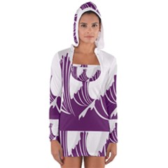 Waves Purple Wave Water Chevron Sea Beach Women s Long Sleeve Hooded T-shirt by Mariart