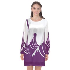 Waves Purple Wave Water Chevron Sea Beach Long Sleeve Chiffon Shift Dress 