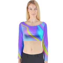 Aurora Color Rainbow Space Blue Sky Purple Yellow Long Sleeve Crop Top by Mariart