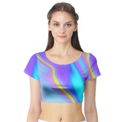 Aurora Color Rainbow Space Blue Sky Purple Yellow Short Sleeve Crop Top (tight Fit) by Mariart