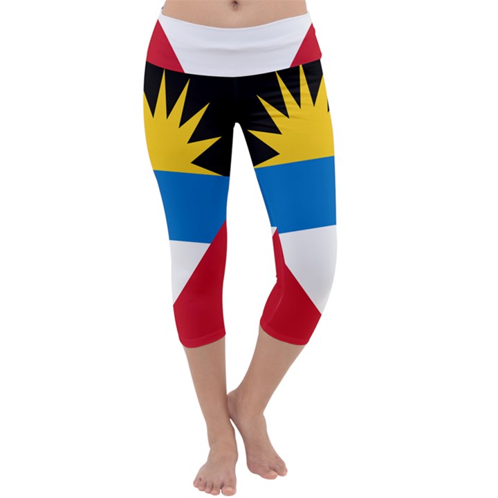 Banner Flag Sun Line Chevron Red White Black Blue Capri Yoga Leggings