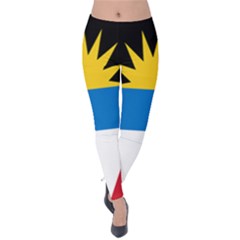 Banner Flag Sun Line Chevron Red White Black Blue Velvet Leggings by Mariart