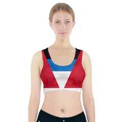 Banner Flag Sun Line Chevron Red White Black Blue Sports Bra With Pocket