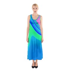 Aurora Color Rainbow Space Blue Sky Sleeveless Maxi Dress