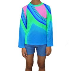 Aurora Color Rainbow Space Blue Sky Kids  Long Sleeve Swimwear