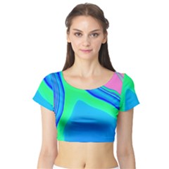 Aurora Color Rainbow Space Blue Sky Short Sleeve Crop Top (tight Fit) by Mariart