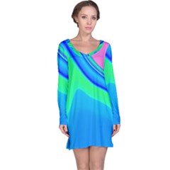 Aurora Color Rainbow Space Blue Sky Long Sleeve Nightdress by Mariart