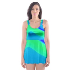 Aurora Color Rainbow Space Blue Sky Skater Dress Swimsuit by Mariart