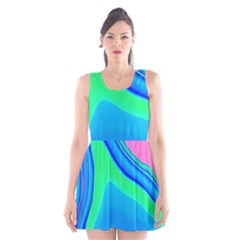 Aurora Color Rainbow Space Blue Sky Scoop Neck Skater Dress