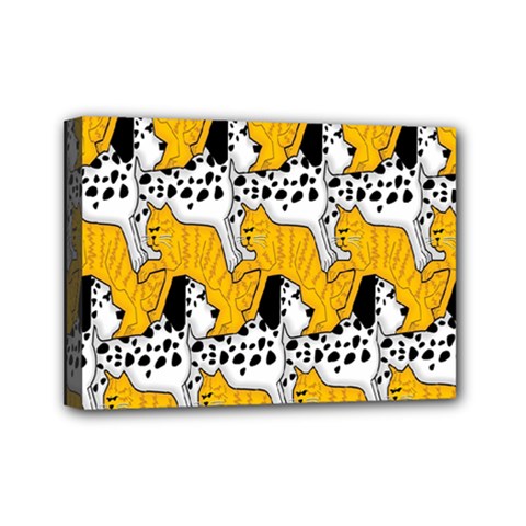 Animals Cat Dog Dalmation Mini Canvas 7  X 5 