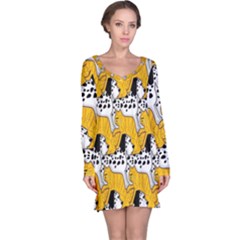 Animals Cat Dog Dalmation Long Sleeve Nightdress by Mariart