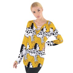 Animals Cat Dog Dalmation Women s Tie Up Tee by Mariart