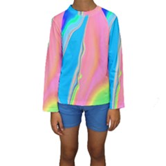 Aurora Color Rainbow Space Blue Sky Purple Yellow Green Pink Kids  Long Sleeve Swimwear by Mariart