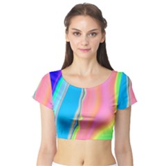 Aurora Color Rainbow Space Blue Sky Purple Yellow Green Pink Short Sleeve Crop Top (tight Fit)