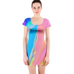 Aurora Color Rainbow Space Blue Sky Purple Yellow Green Pink Short Sleeve Bodycon Dress by Mariart