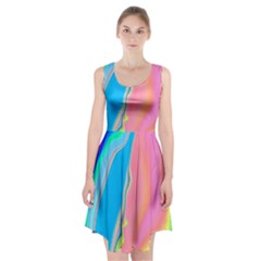 Aurora Color Rainbow Space Blue Sky Purple Yellow Green Pink Racerback Midi Dress