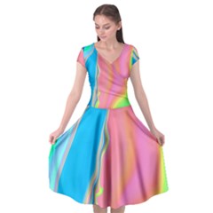 Aurora Color Rainbow Space Blue Sky Purple Yellow Green Pink Cap Sleeve Wrap Front Dress