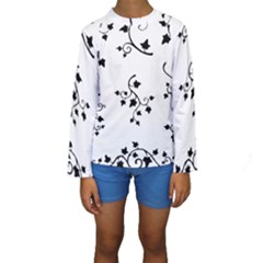 Black Leaf Tatto Kids  Long Sleeve Swimwear by Mariart