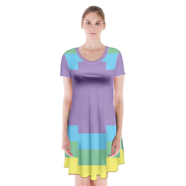 Carmigender Flags Rainbow Short Sleeve V-neck Flare Dress