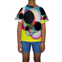 Apollonius Color Multi Circle Polkadot Kids  Short Sleeve Swimwear