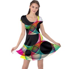 Apollonius Color Multi Circle Polkadot Cap Sleeve Dresses by Mariart