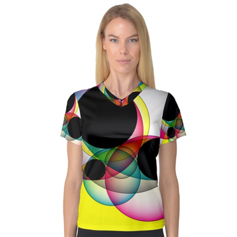 Apollonius Color Multi Circle Polkadot Women s V-neck Sport Mesh Tee by Mariart