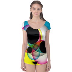 Apollonius Color Multi Circle Polkadot Boyleg Leotard 