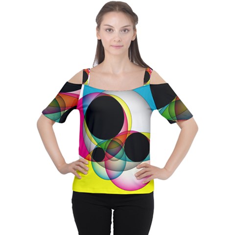 Apollonius Color Multi Circle Polkadot Women s Cutout Shoulder Tee by Mariart