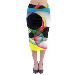 Apollonius Color Multi Circle Polkadot Midi Pencil Skirt by Mariart