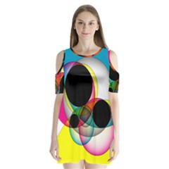 Apollonius Color Multi Circle Polkadot Shoulder Cutout Velvet  One Piece