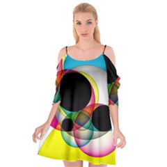 Apollonius Color Multi Circle Polkadot Cutout Spaghetti Strap Chiffon Dress