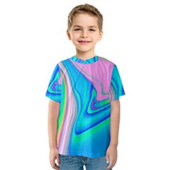 Aurora Color Rainbow Space Blue Sky Purple Yellow Green Pink Red Kids  Sport Mesh Tee