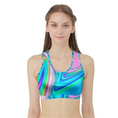 Aurora Color Rainbow Space Blue Sky Purple Yellow Green Pink Red Sports Bra With Border