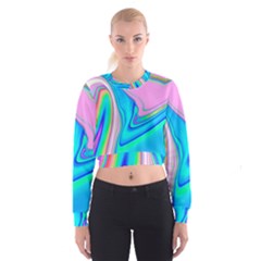 Aurora Color Rainbow Space Blue Sky Purple Yellow Green Pink Red Cropped Sweatshirt by Mariart